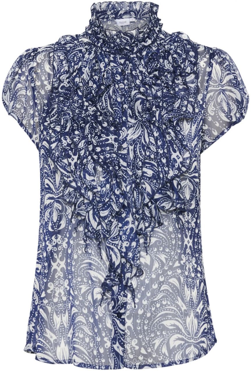 SAINT TROPEZ Tričko 'Lilja'  námornícka modrá / biela