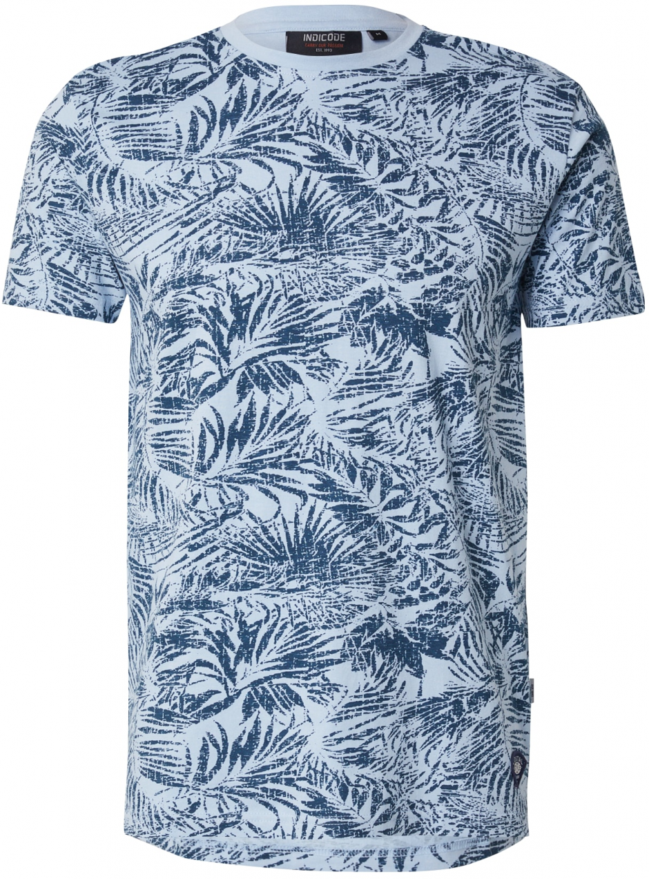 INDICODE JEANS Tričko 'Palme'  námornícka modrá / svetlomodrá