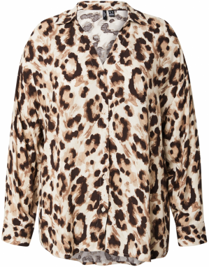 Vero Moda Curve Blúzka 'VMCAnna'  krémová / hnedá / svetlohnedá