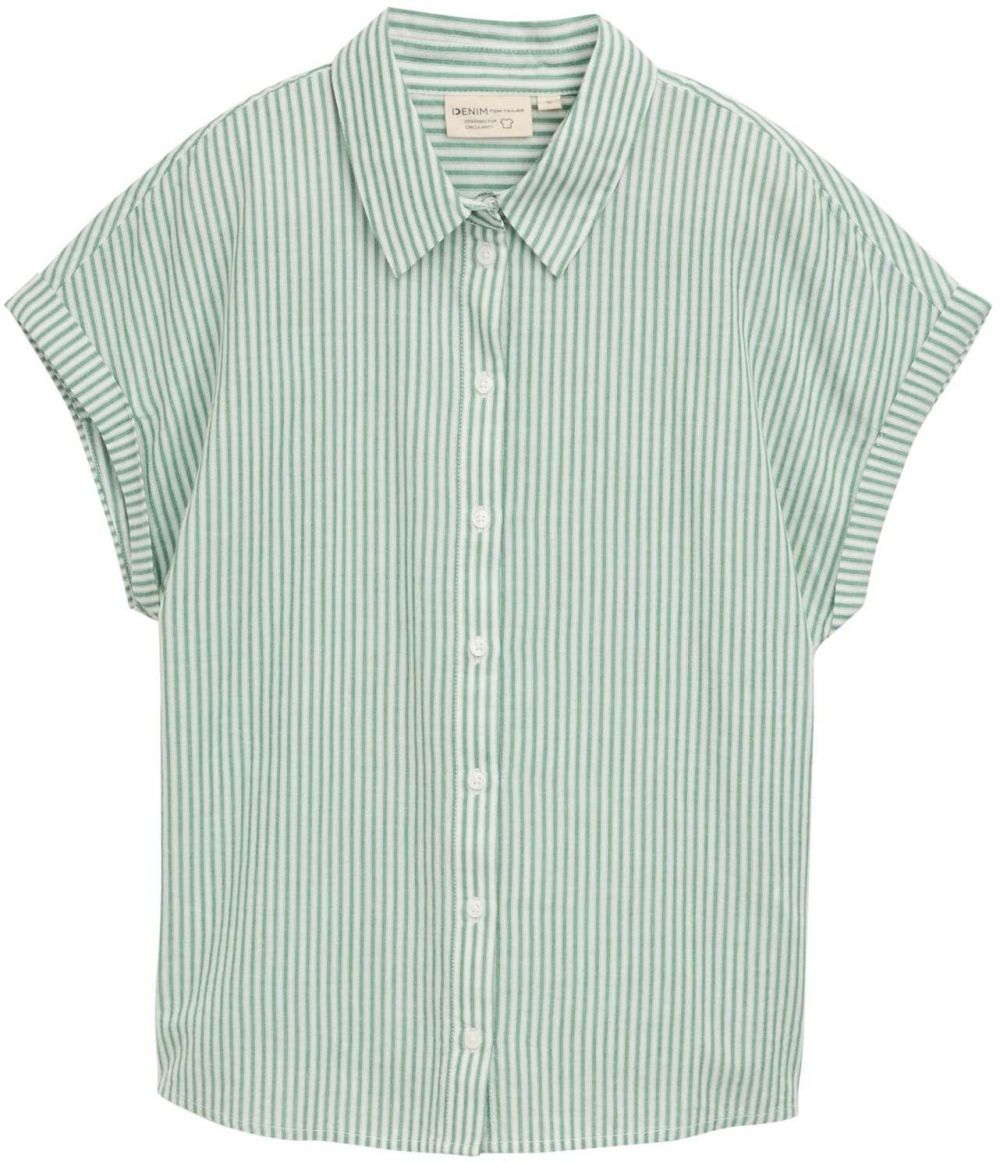 TOM TAILOR DENIM Blúzka  svetlozelená / šedobiela