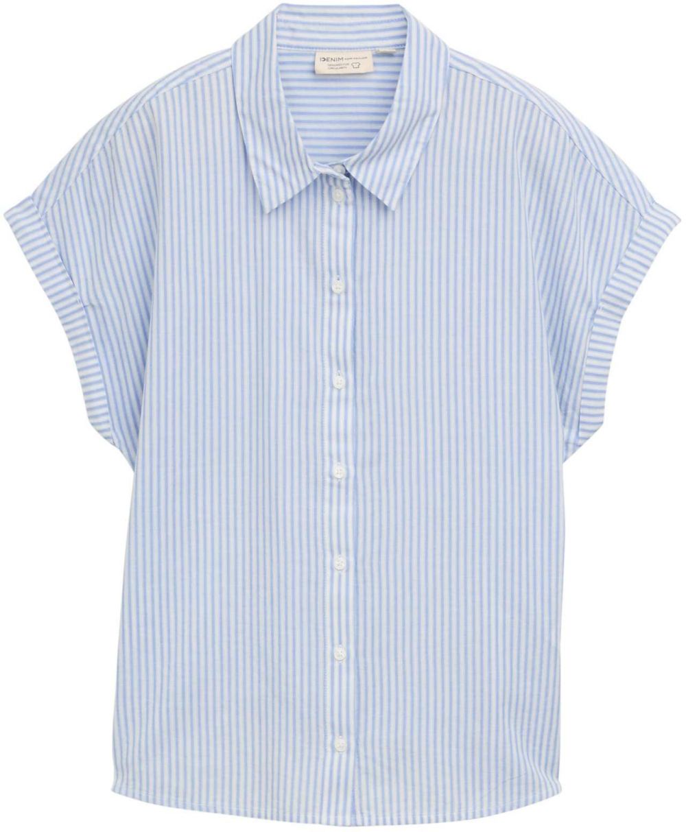 TOM TAILOR DENIM Blúzka  modrosivá / biela