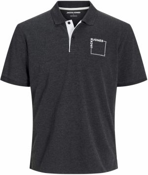 Jack & Jones Plus Tričko 'JJVERNER'  čierna melírovaná / biela