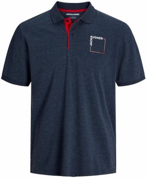 Jack & Jones Plus Tričko 'JJVERNER'  tmavomodrá / červená