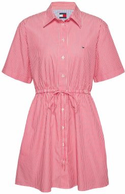 Tommy Jeans Košeľové šaty  malinová / červená / čierna / biela