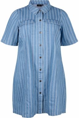 Zizzi Košeľové šaty 'Jebba'  modrá denim / svetlomodrá