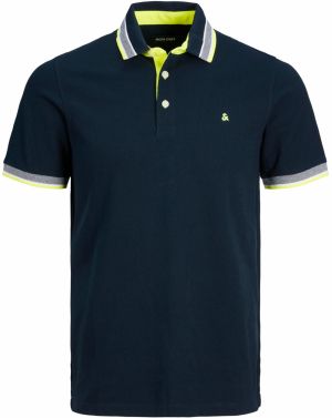 Jack & Jones Plus Tričko 'JJEPAULOS'  modrá / citrónová žltá / biela