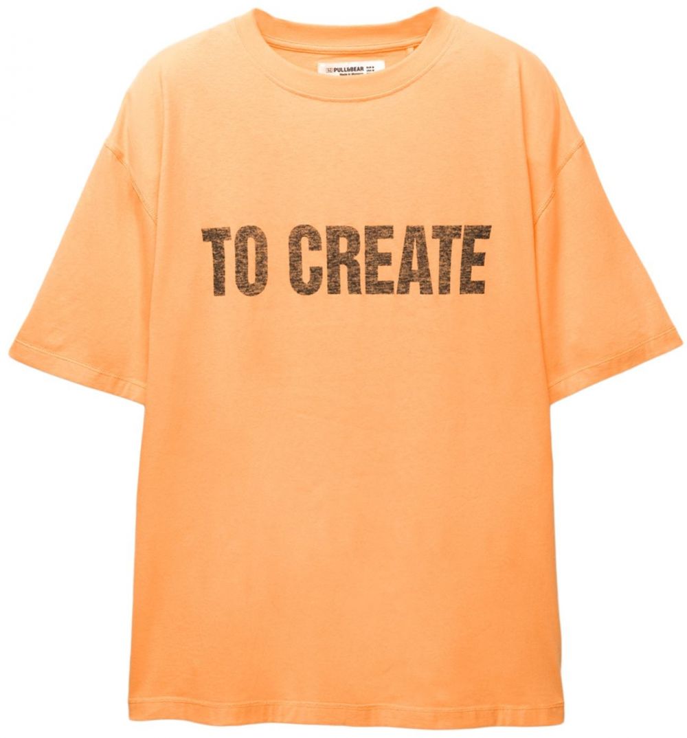 Pull&Bear Tričko  svetlooranžová / čierna melírovaná