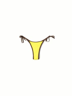 Bershka Bikinové nohavičky  hnedá / neónovo zelená
