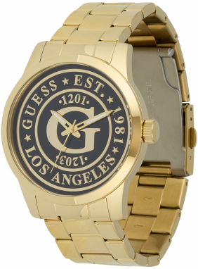 GUESS Analógové hodinky 'COLLEGIATE'  zlatá / čierna