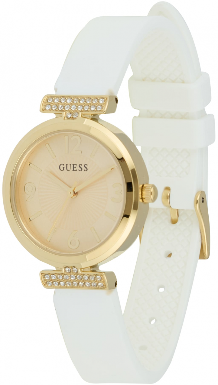 GUESS Analógové hodinky  zlatá / biela