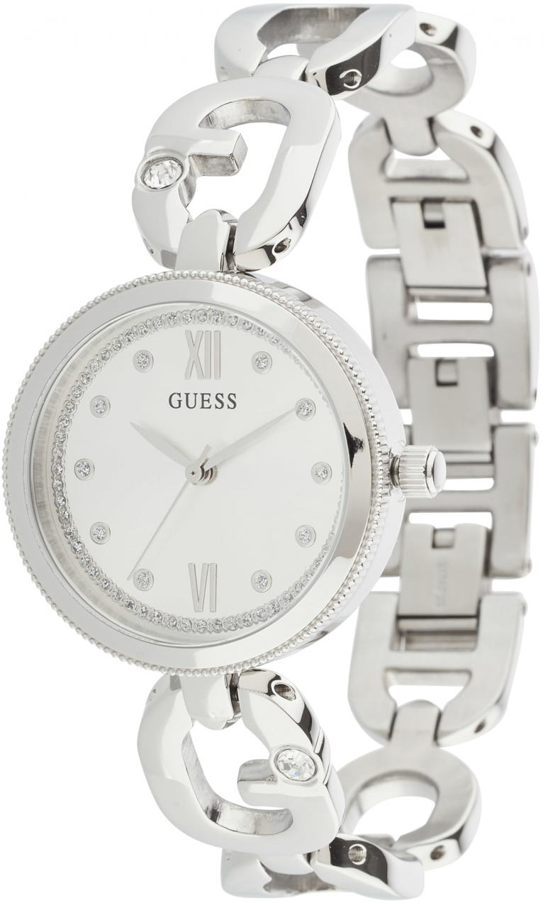 GUESS Analógové hodinky 'Empower'  strieborná / biela