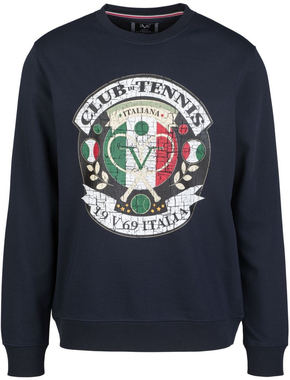 19V69 ITALIA Mikina 'Nico Tennis'  námornícka modrá / zelená / červená / biela