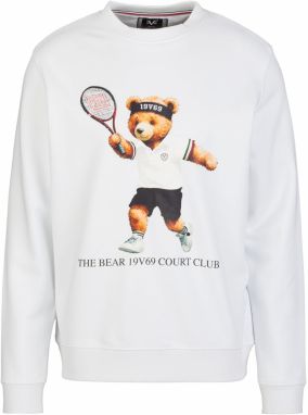 19V69 ITALIA Mikina 'Nico Tennis Teddy'  hnedá / kapučíno / čierna / biela