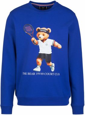 19V69 ITALIA Mikina 'Nico Tennis Teddy'  modrá / karamelová / čierna / biela