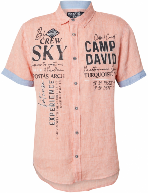 CAMP DAVID Košeľa  modrá denim / marhuľová / čierna