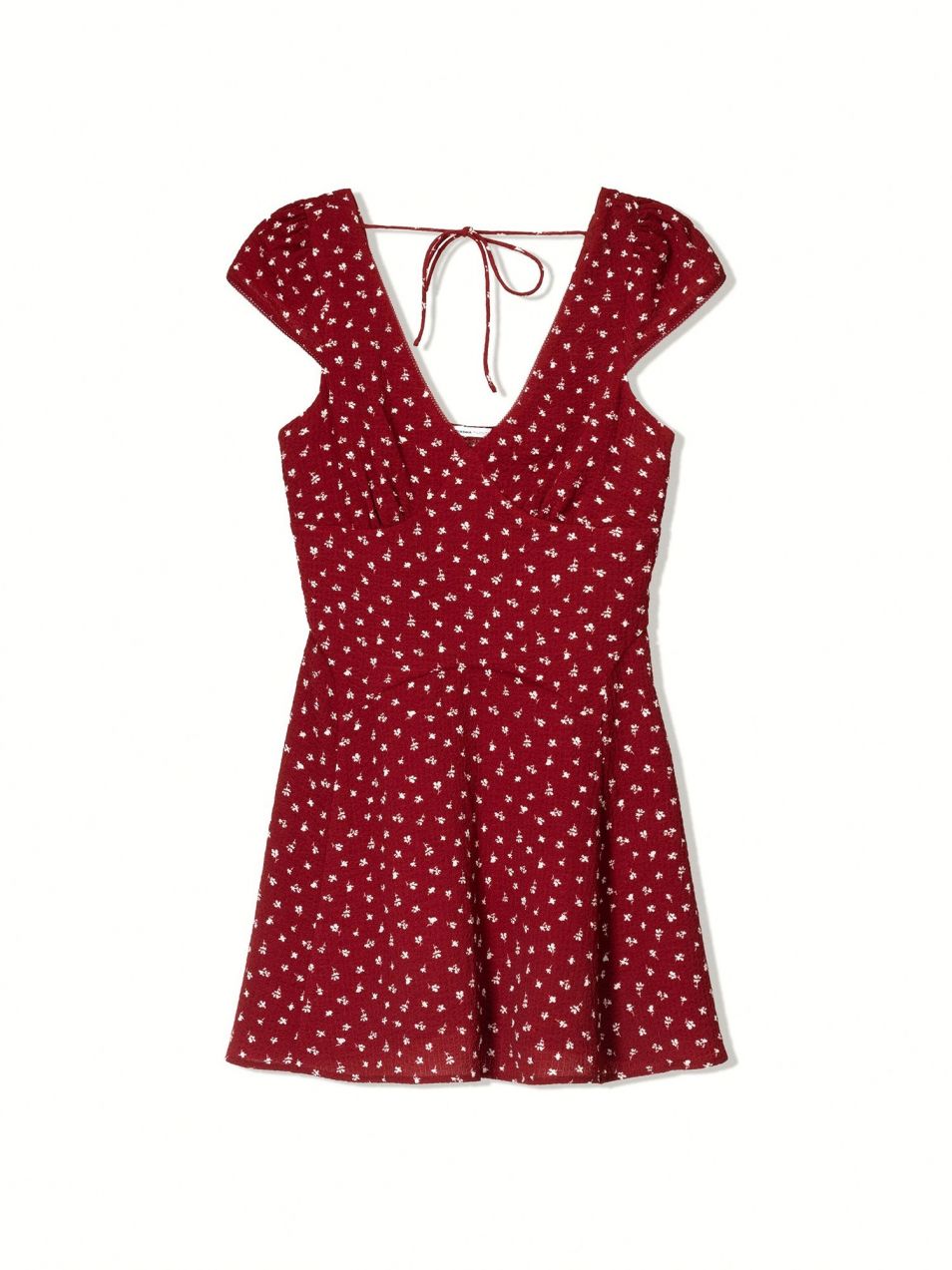 Bershka Letné šaty  rubínová / biela