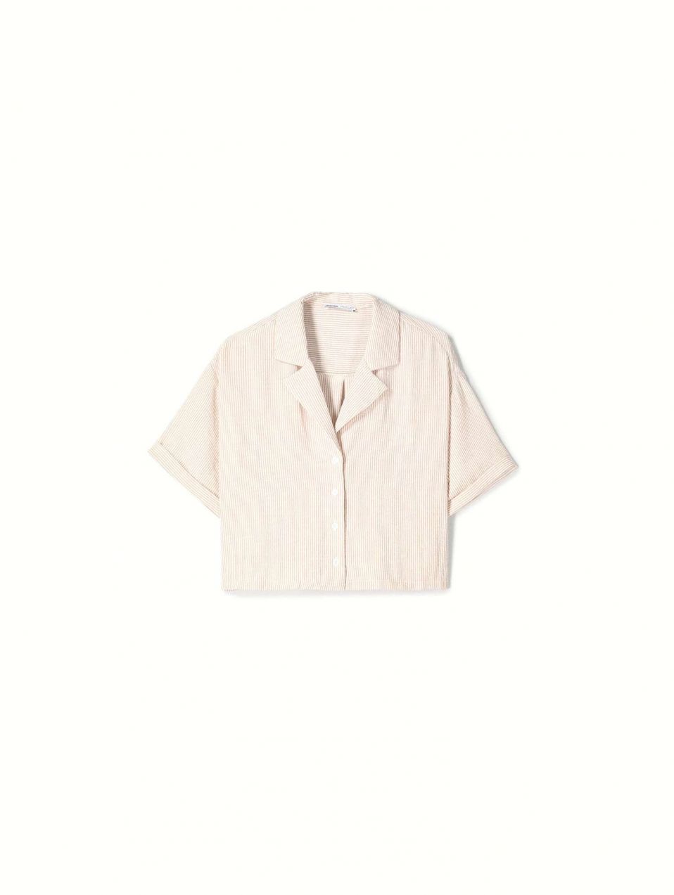 Bershka Blúzka  farba ťavej srsti / biela