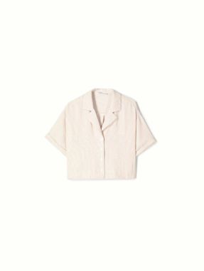 Bershka Blúzka  farba ťavej srsti / biela
