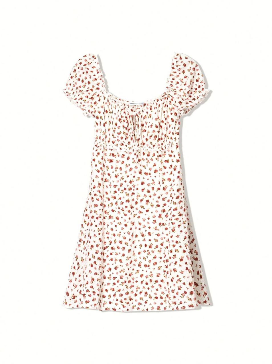 Bershka Šaty  tmavočervená / šedobiela