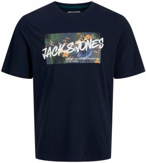 Jack & Jones Plus Tričko 'JJHawaii'  tmavomodrá / zmiešané farby