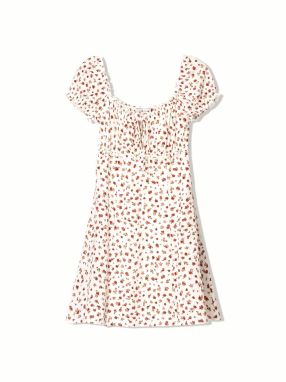 Bershka Šaty  zelená / pastelovo červená / tmavočervená / šedobiela