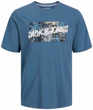 Jack & Jones Plus Tričko 'JJHAWAII'  vodová / modrosivá / oranžová / biela