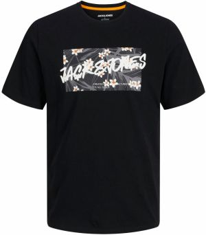 Jack & Jones Plus Tričko 'JJHawaii'  sivá / oranžová / čierna / biela