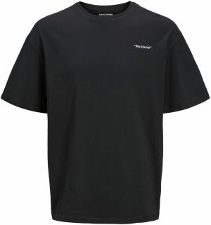 JACK & JONES Tričko 'JJCRINKLE'  čierna / šedobiela