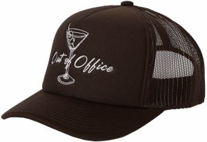 Brixton Čiapka 'OUT OF OFFICE'  tmavohnedá / biela