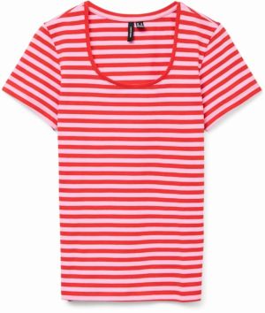 VERO MODA Tričko 'VMLOTTE'  ružová / ohnivo červená