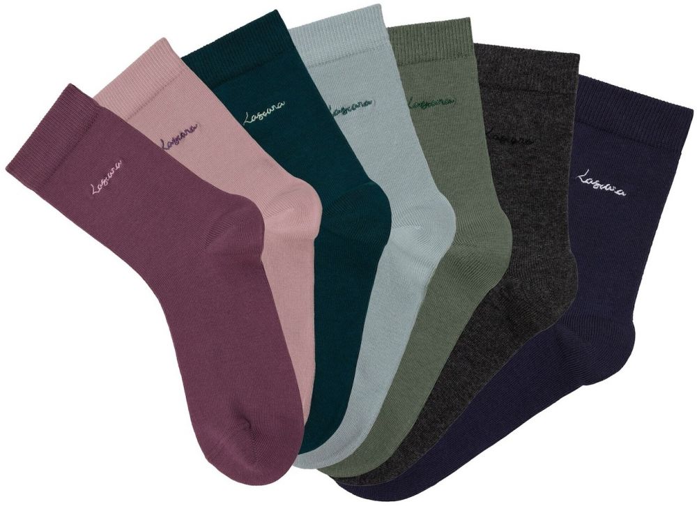 LASCANA Ponožky  tmavomodrá / olivová / staroružová / čierna