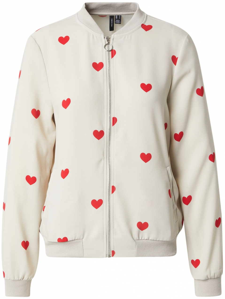 VERO MODA Prechodná bunda 'VMCOCO'  striebornosivá / červená