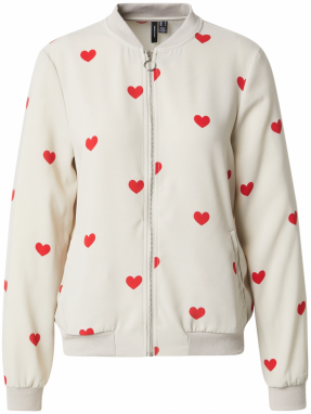 VERO MODA Prechodná bunda 'VMCOCO'  striebornosivá / červená