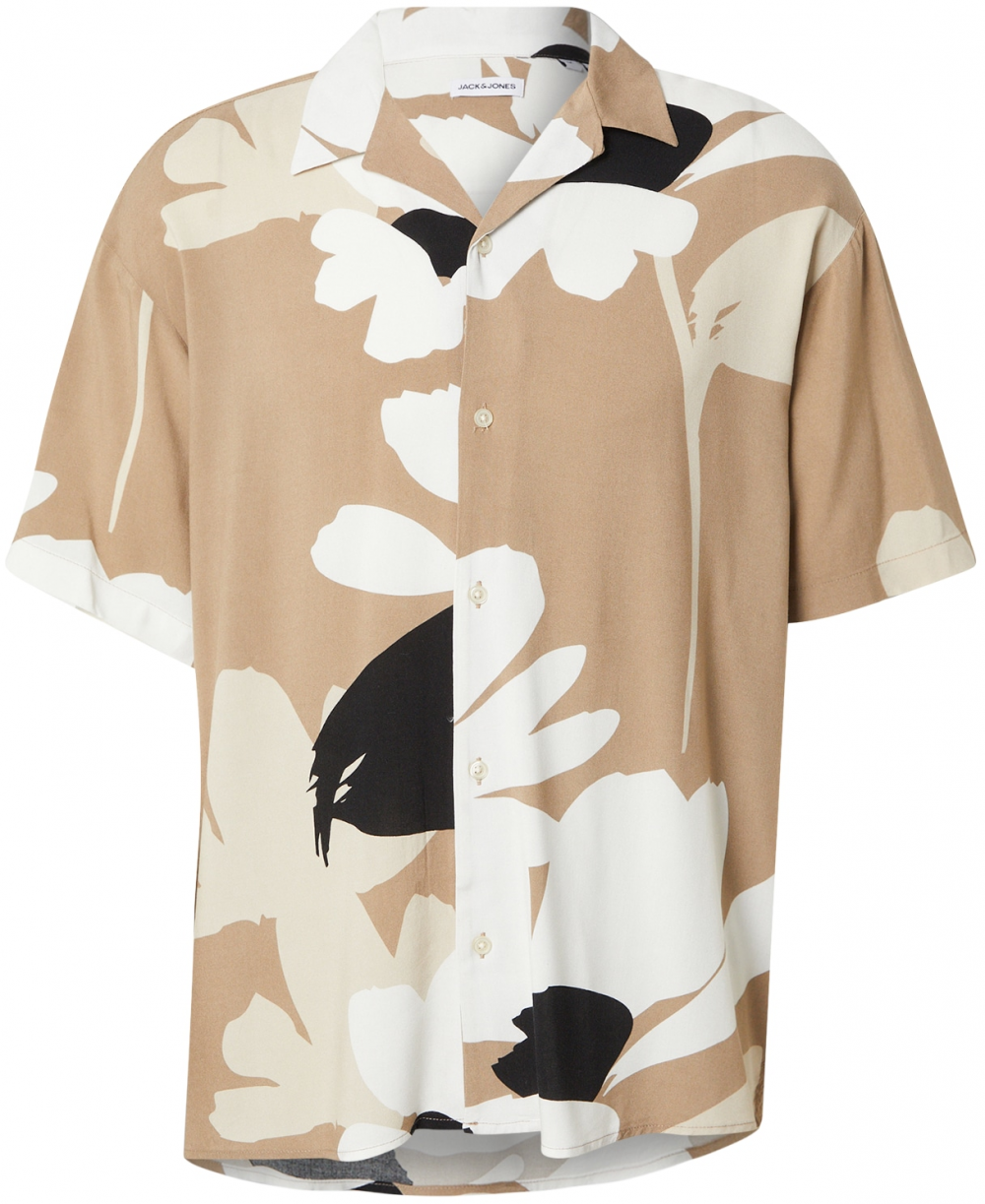 JACK & JONES Košeľa 'JJJEFF'  kaki / čierna / biela