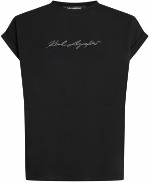 Karl Lagerfeld Tričko  striebornosivá / čierna