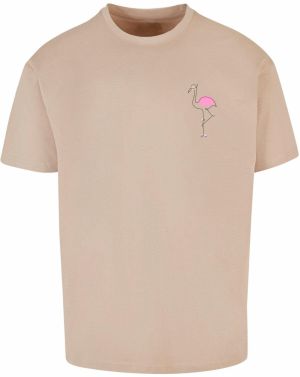 Merchcode Tričko 'Flamingo'  piesková / ružová / čierna