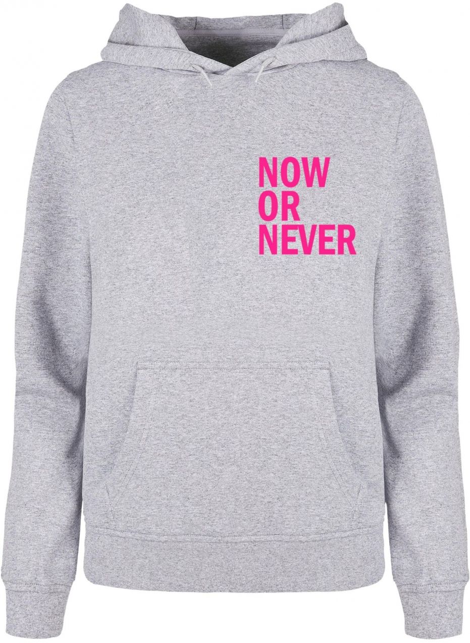 Merchcode Mikina 'Now Or Never'  sivá / tmavoružová