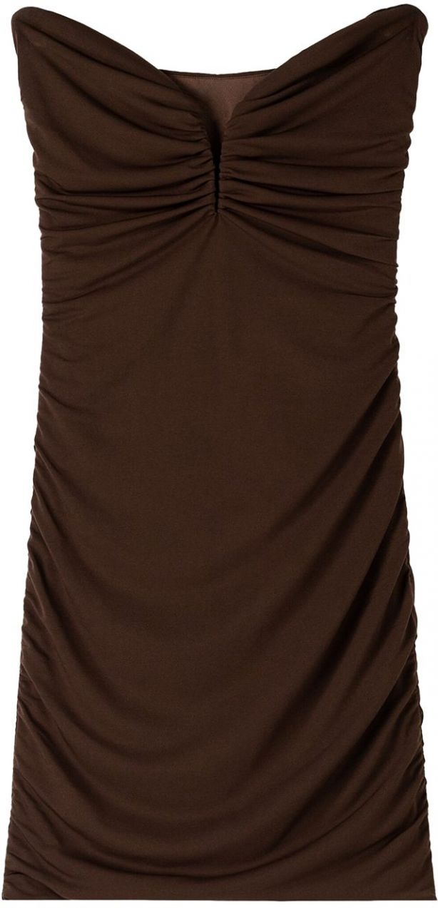 Bershka Kokteilové šaty  čokoládová