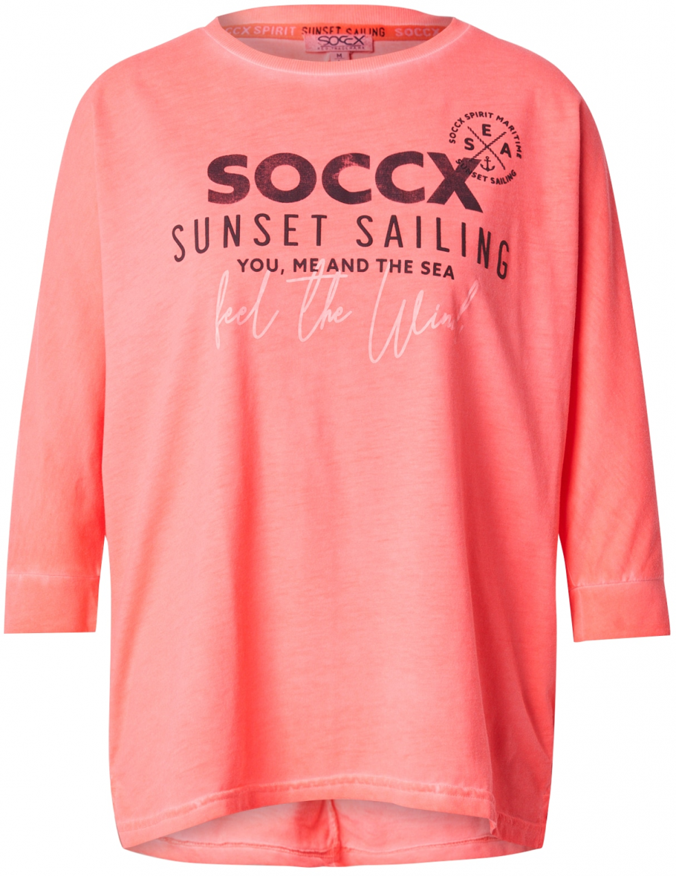 Soccx Oversize tričko  bordová / melónová / biela