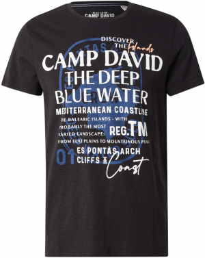 CAMP DAVID Tričko  modrá / oranžová / čierna / biela