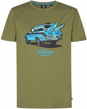 Petrol Industries Tričko 'Classic'  svetlomodrá / zelená / čierna