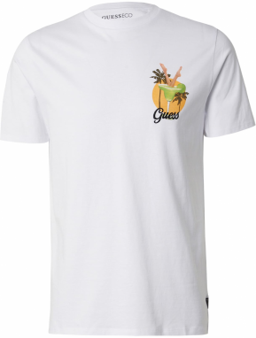 GUESS Originals Tričko 'BEACH CLUB'  žltá / tmavozelená / biela