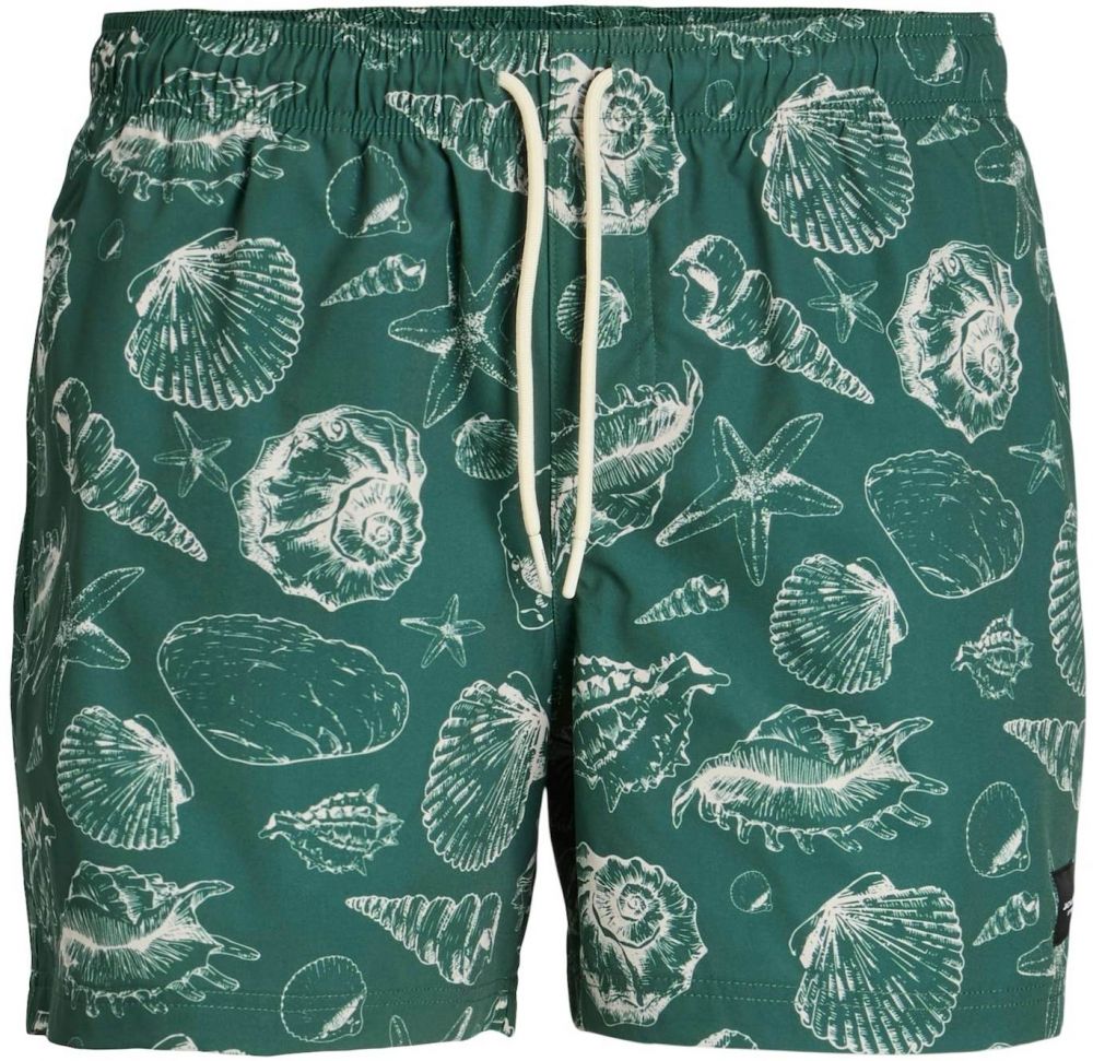 JACK & JONES Plavecké šortky 'JPSTMAUI'  tmavozelená / biela