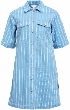OBJECT Košeľové šaty 'OBJBRUCE MOLLIE'  modrá denim / biela