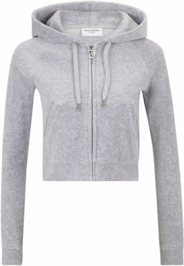 Juicy Couture Petite Tepláková bunda 'MADISON'  sivá melírovaná / strieborná