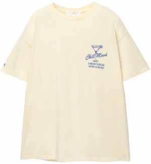 Pull&Bear Tričko 'PACIFIC'  modrá / pastelovo žltá