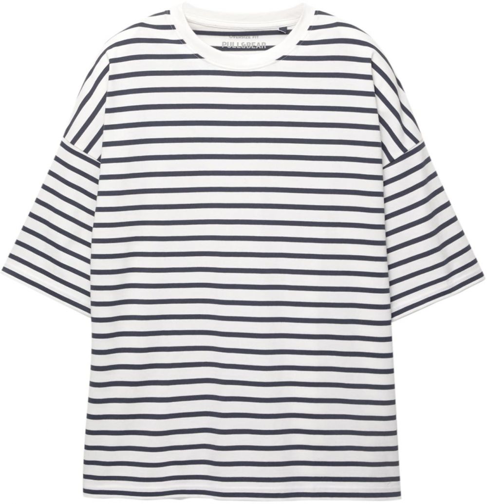 Pull&Bear Tričko  námornícka modrá / biela