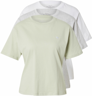 Abercrombie & Fitch Tričko  sivá / pastelovo zelená / biela
