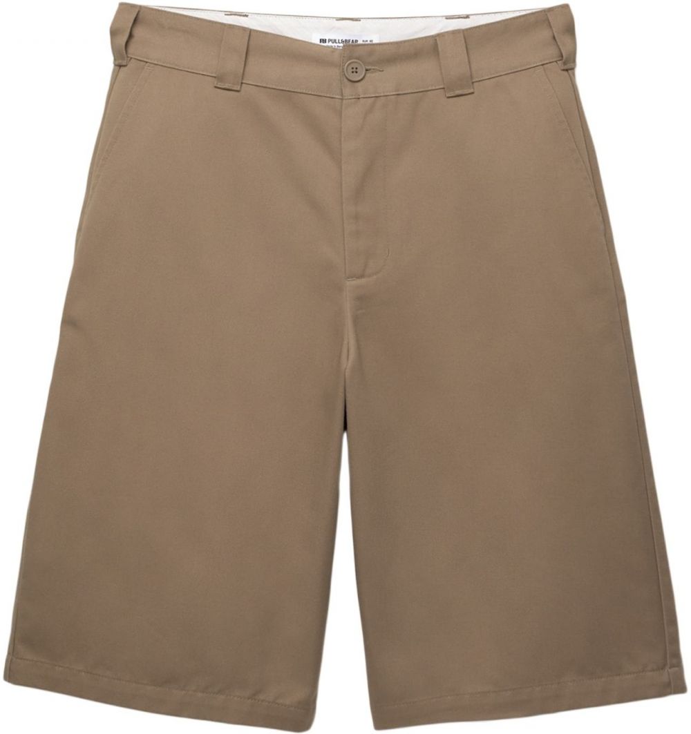 Pull&Bear Chino nohavice  tmavobéžová