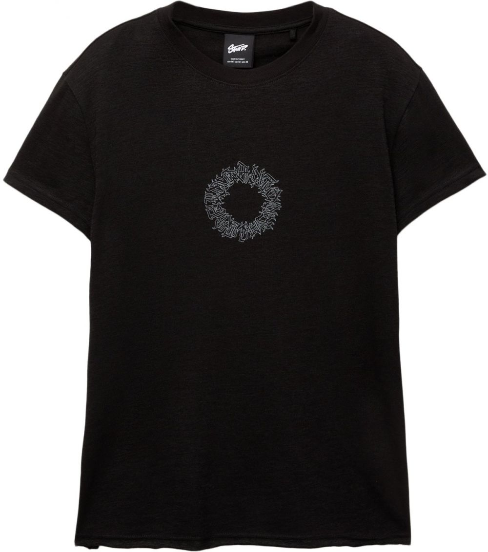Pull&Bear Tričko 'GOTICO'  čierna / biela